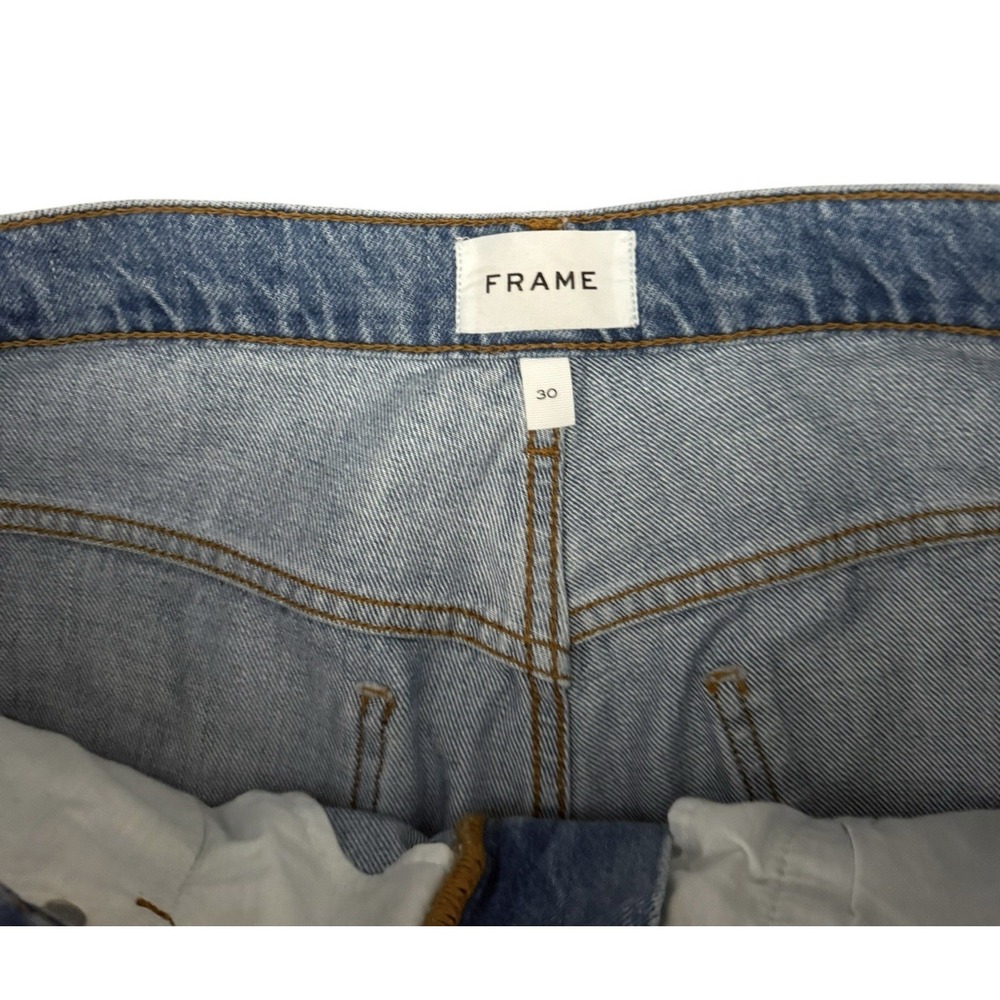 Frame Women's Rolled High Rise Wide Leg Jeans Blue Denim Size 30 Meadow - Picture 2 of 7